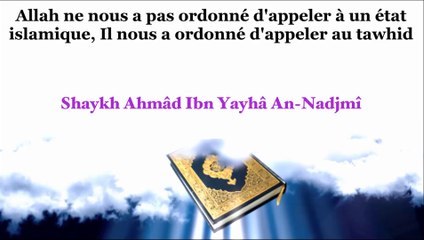 Allah ne nous a pas ordonné d'appeler à un état islamique [Shaykh An-Nadjmî]