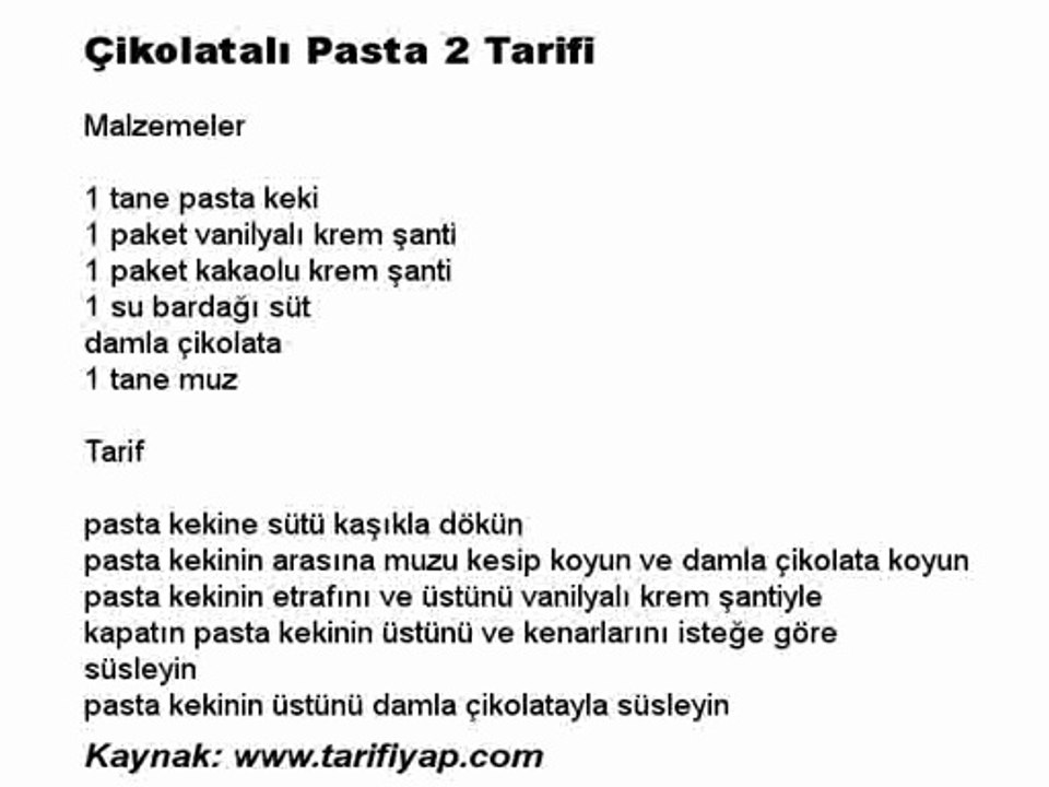 Çikolatalı Pasta 2 Tarifi
