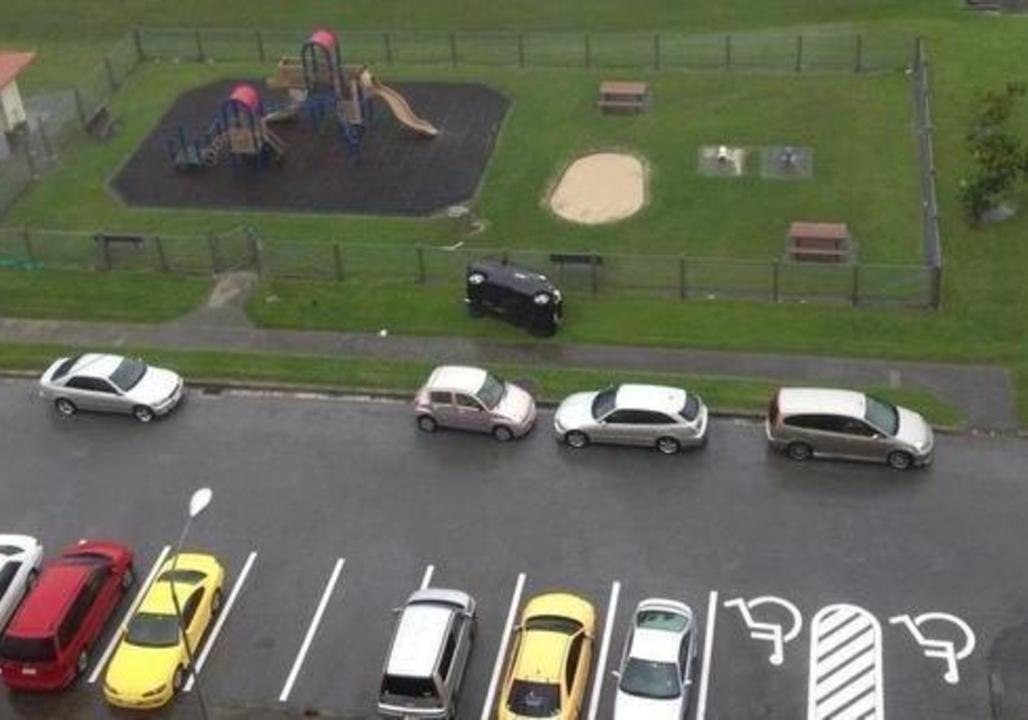 Car Flipped by Strong Winds in Okinawa
