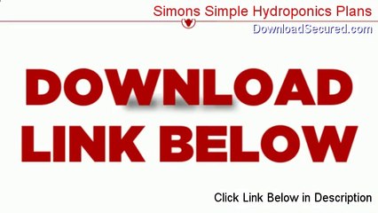 Simons Simple Hydroponics Plans Free PDF [Get It Now 2014]