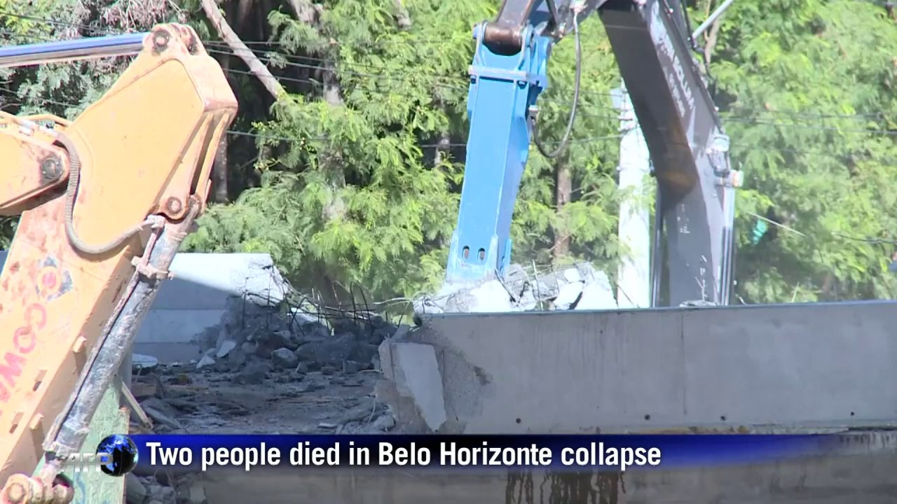 Work begins to remove fallen viaduct from road