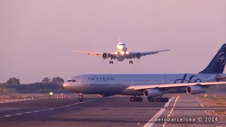 [FULL HD] UTair Aviation 767-300 NEAR MISS GO AROUND at Barcelona-El Prat