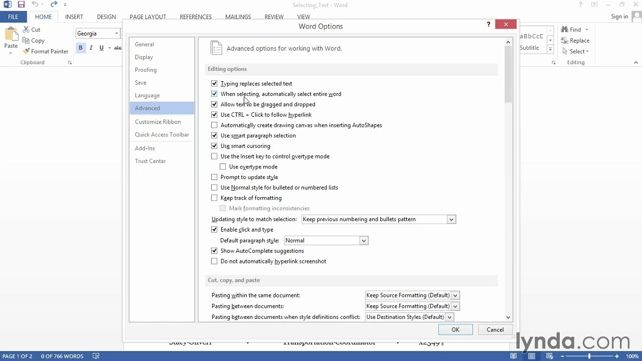 Word 2013 Power Shortcuts Tutorial Selecting text