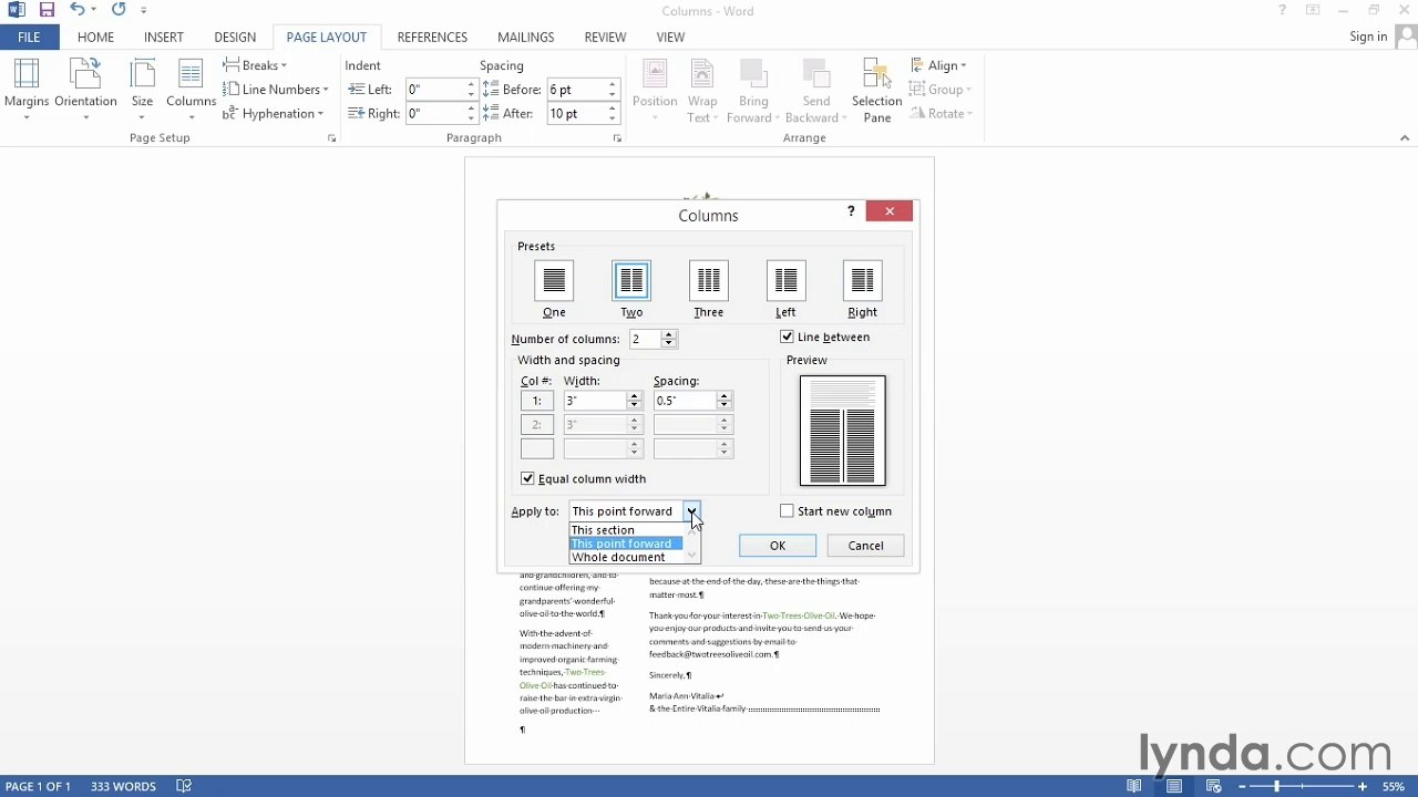 Word 2013 Power Shortcuts Tutorial -Setting multiple columns