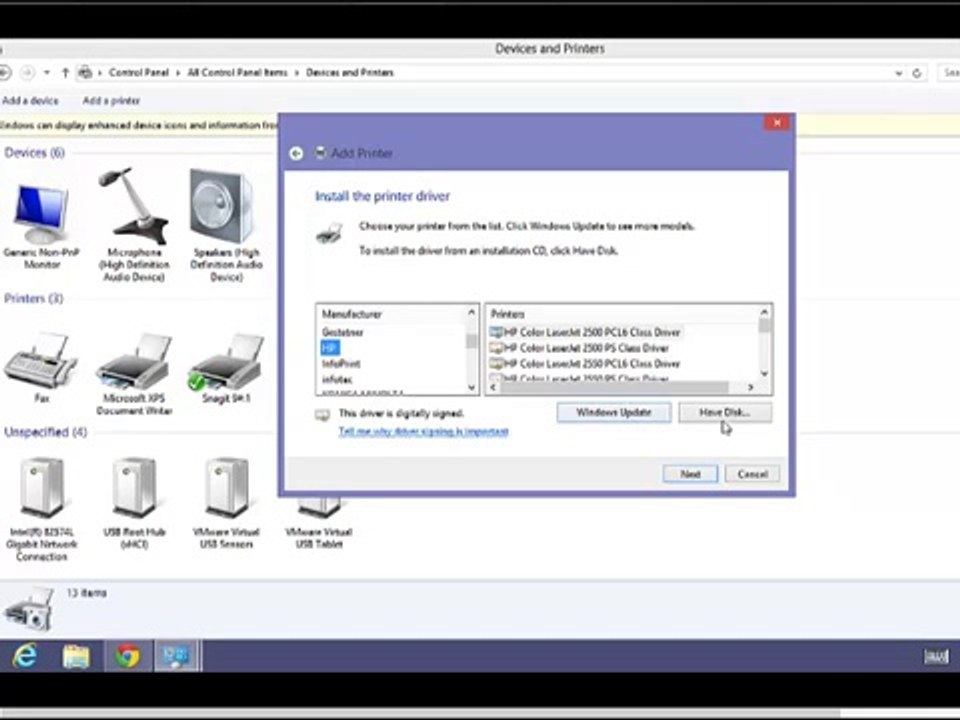 Windows 8 Tutorial - How To Install A Networked Printer