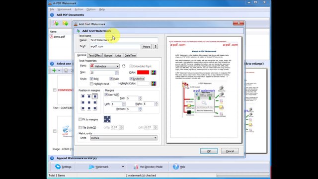 A-PDF Watermark - Add text-based stamps to PDFdocuments on a regular basis.