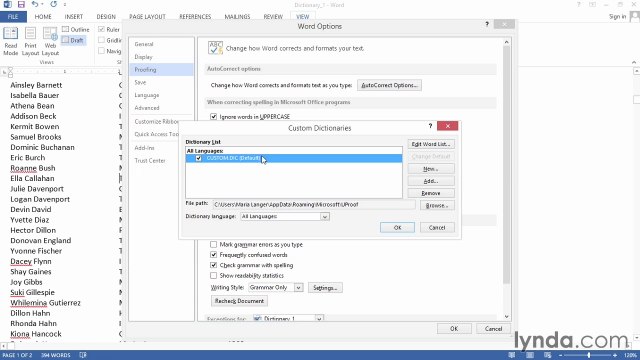Word 2013 Power Shortcuts Tutorial Editing the custom dictionary