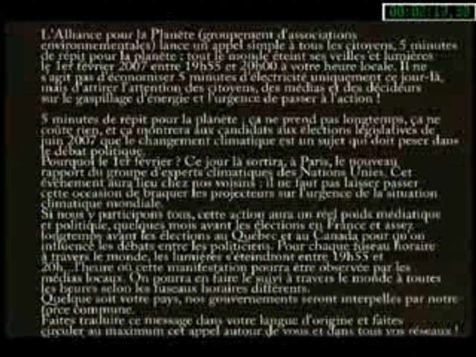 5 minutes sans lumière!!