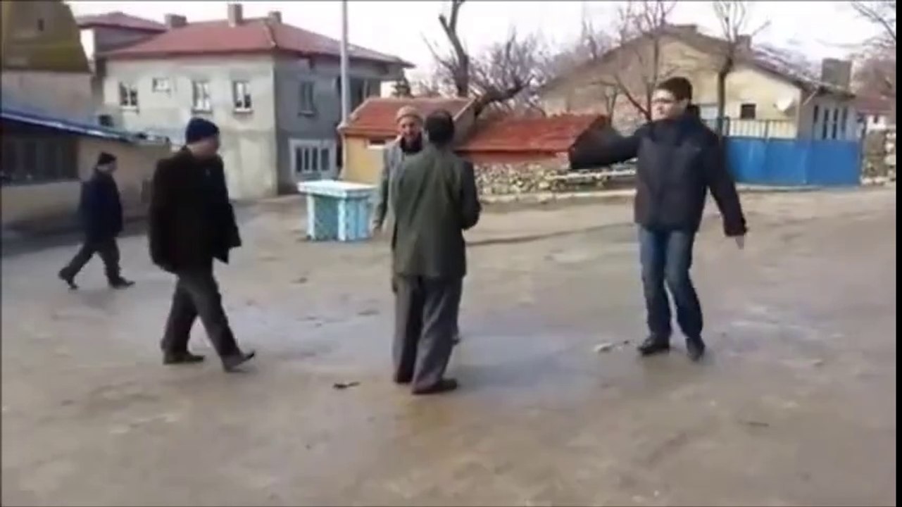 Old Men Fighting At Street