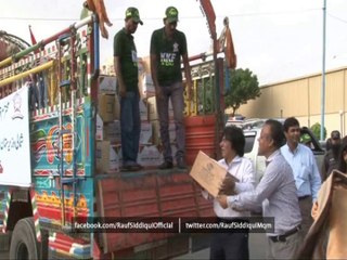 Provincial Minister for Industries & Commerce, Rauf Siddiqui Handing Over Two Trucks of Food Ration, Medicines and Kitchen Utensils for IDPs