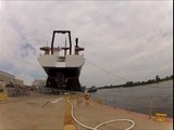 Ship water launch goes wrong