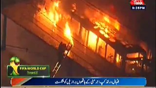 Sao Paulo - After World Cup Brazil fans set bus on fire
