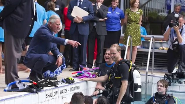 Prince William demonstrated his buff credentials in chilly swimming pool
