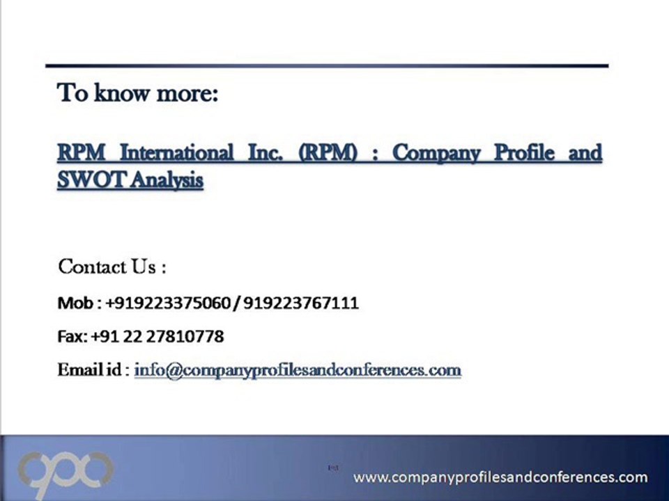RPM International Inc.  Company Profile and SWOT Analysis