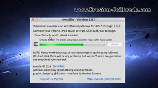 Evasion Plein iOS 1.0.9 jailbreak untethered 7.1.2 Lancement final