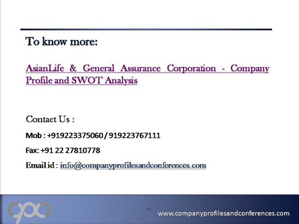 AsianLife & General Assurance Corporation - Company Profile and