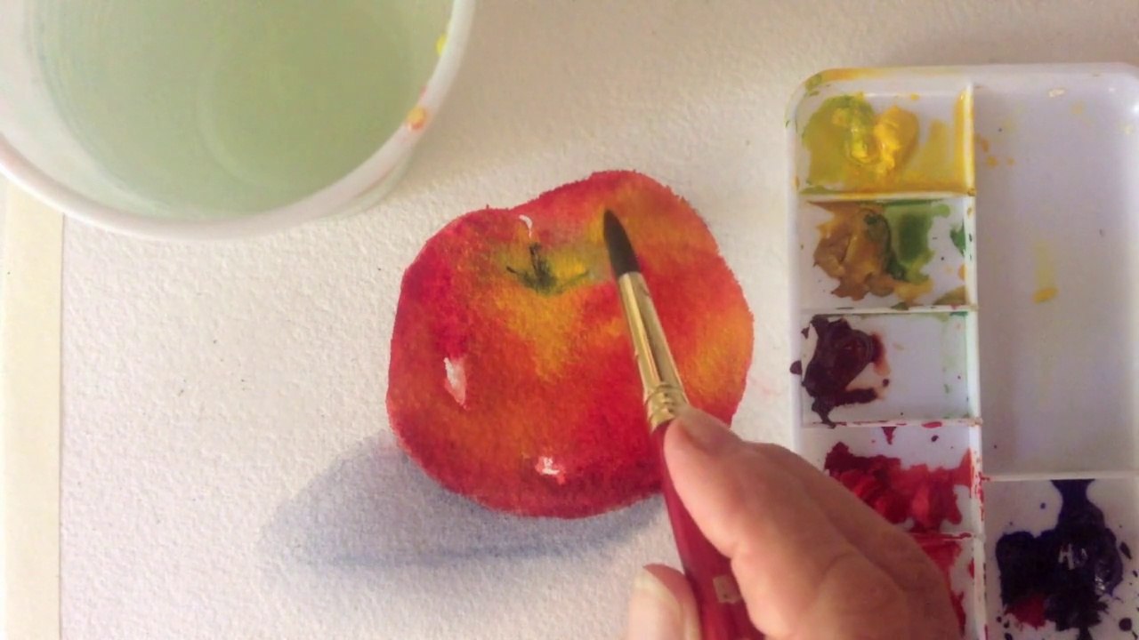 How to paint an Apple in Watercolor under three minutes