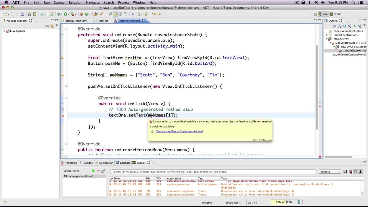 Android Development Tutorials #11 - Arrays In Java
