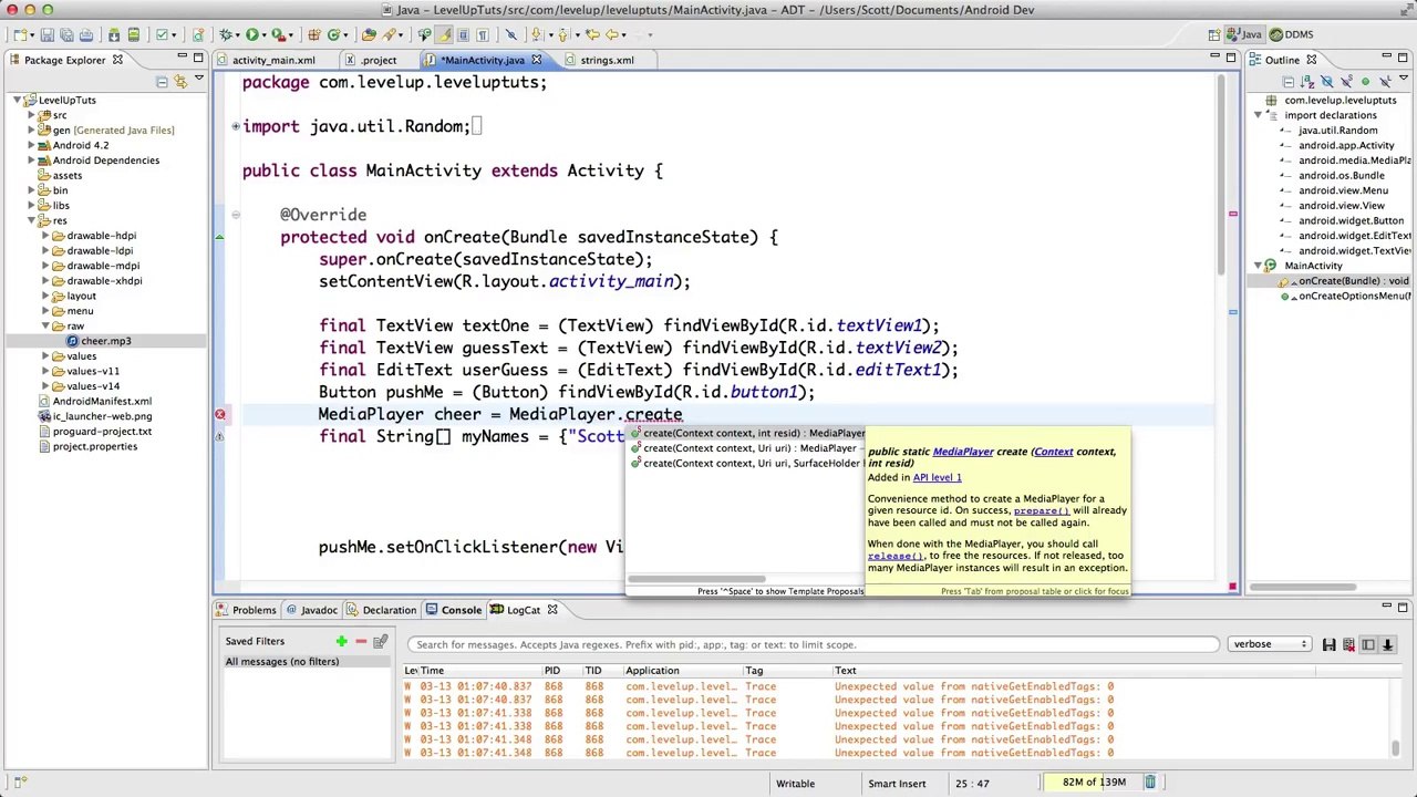 Android Development Tutorials #18 - How To Play Audio