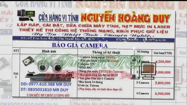 Lắp đặt camera quan sát quận 7, quận 8, phú mỹ hưng, nhà bè......