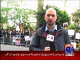 Massive protest held in London against attack on Hamid Mir