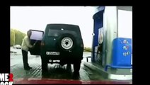 Russian Man at Gas Station