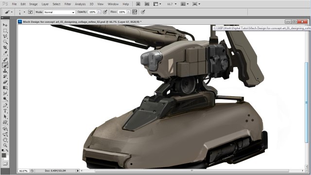 Designing a Mech Weapon in Photoshop Using reference photos