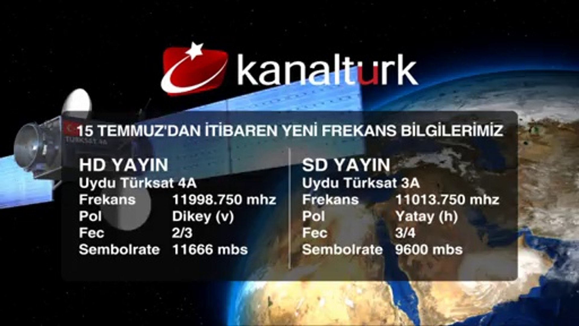 Kanaltürk TV'nin 15 Temmuz'dan itibaren yeni frekans bilgileri! -  Dailymotion Video