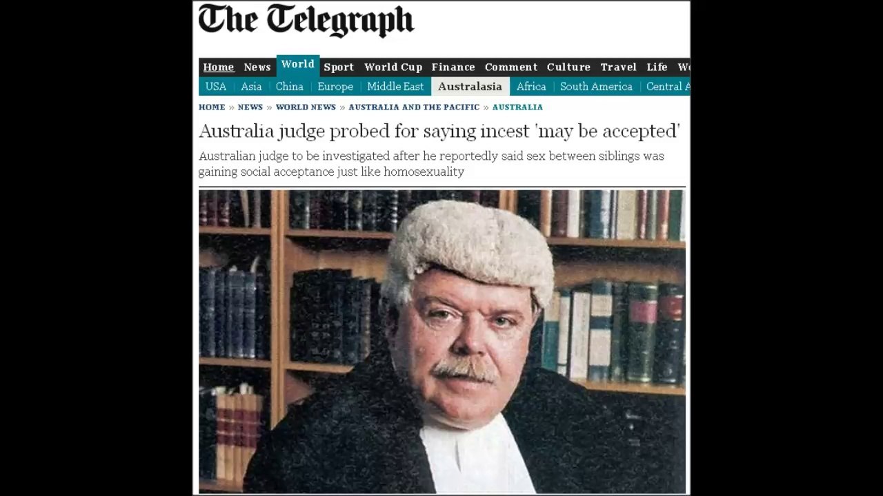Incest & Pedophilia will become Accepted, just like Homosexuality has, say Academics & a Top Judge