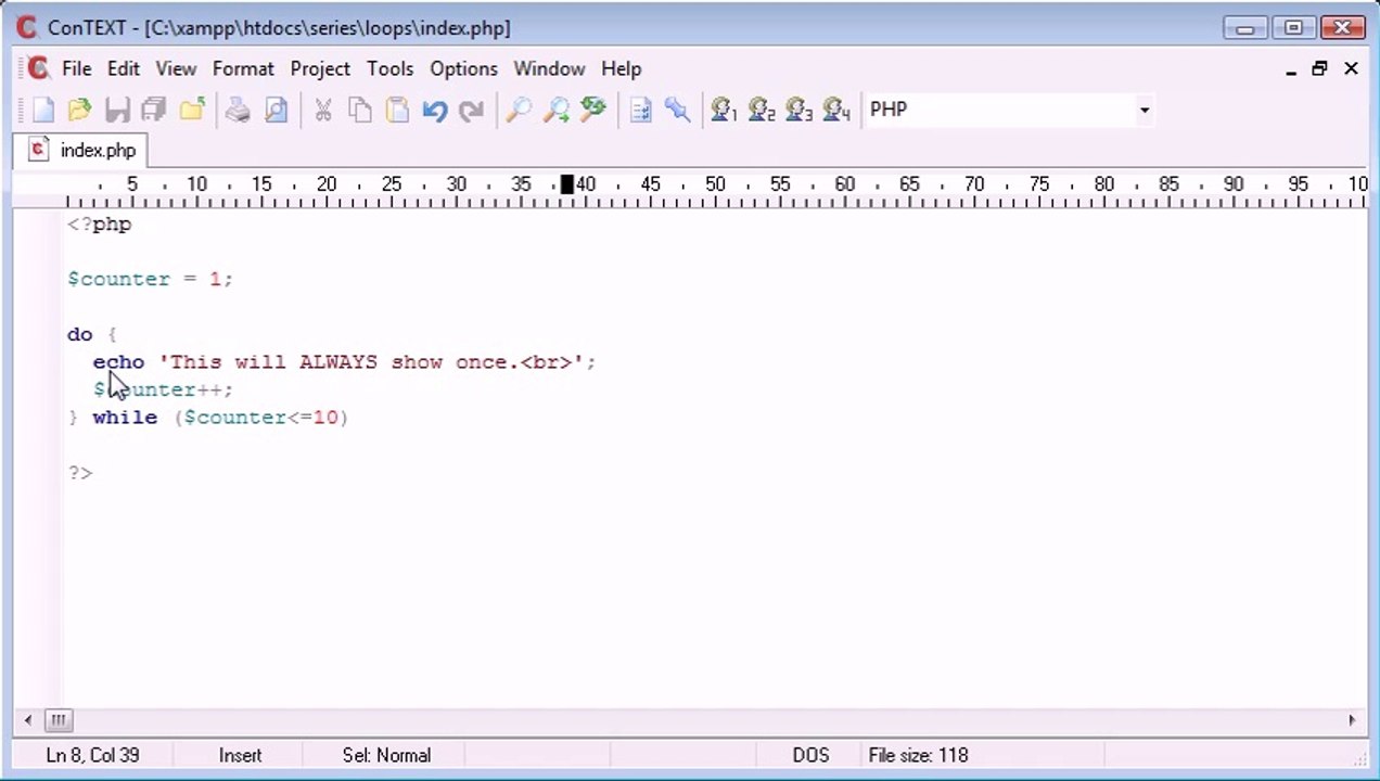 Beginner PHP Tutorial - 26 - do while Loop