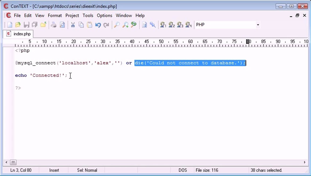 Beginner PHP Tutorial - 29 - die and exit Functions