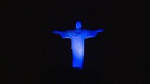اضاءة تمثال المسيح الفادي بألوان المنتخبين الألماني و الأرجنتيني