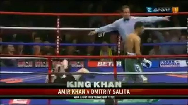 Amir Khan takes Down Israeli Boxer Dmitriy Salita with in mins