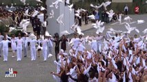 Le superbe lâcher de colombes en clôture du défilé du 14 juillet