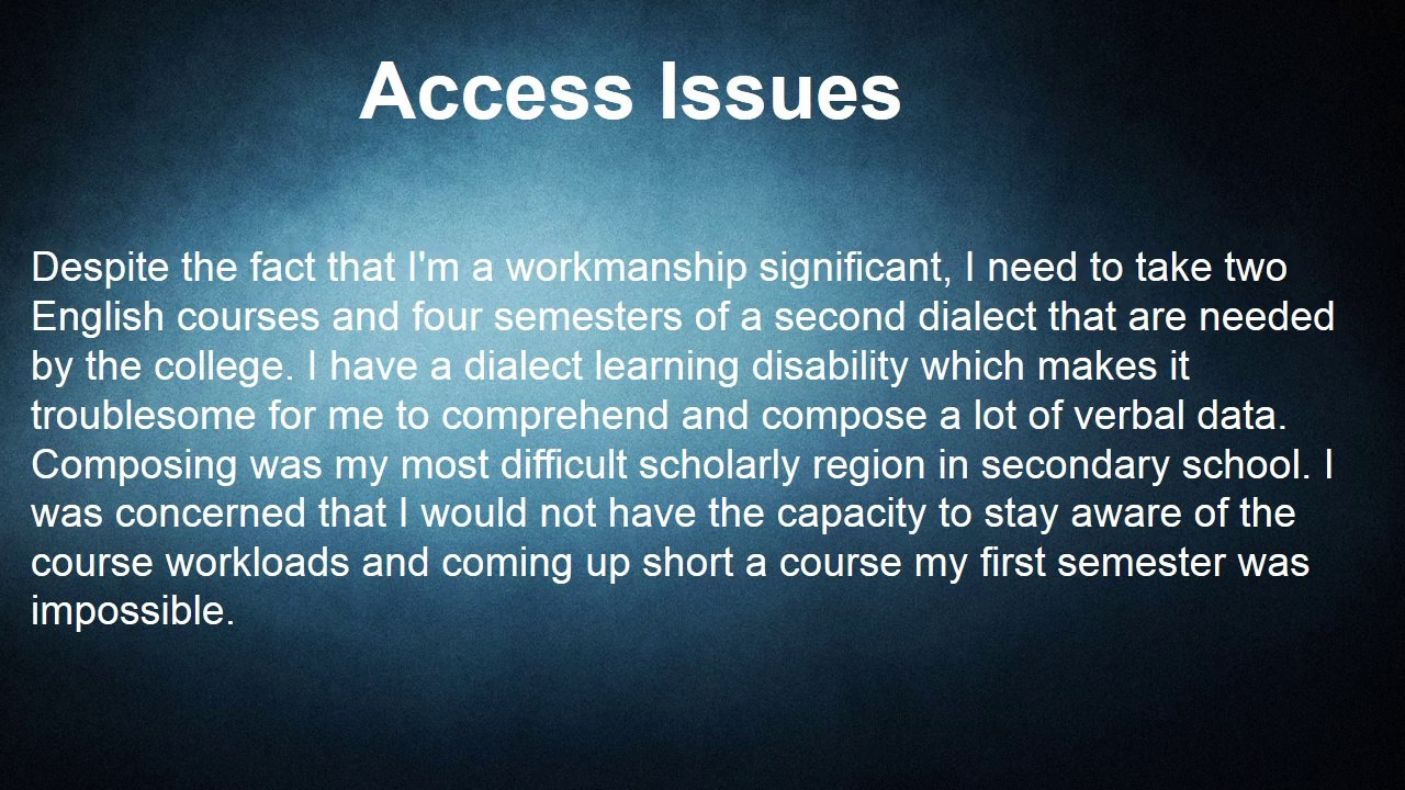 A Case Study in Accommodating a Learning Disability
