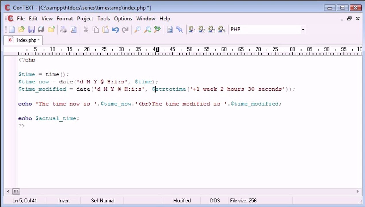 Beginner PHP Tutorial - 59 - Modifying timestamps