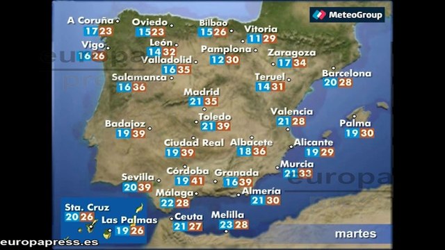 Prevision del tiempo para martes 15 Julio