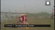 Massive hailstorm hits Siberian beach