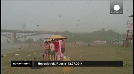 Massive hailstorm hits Siberian beach