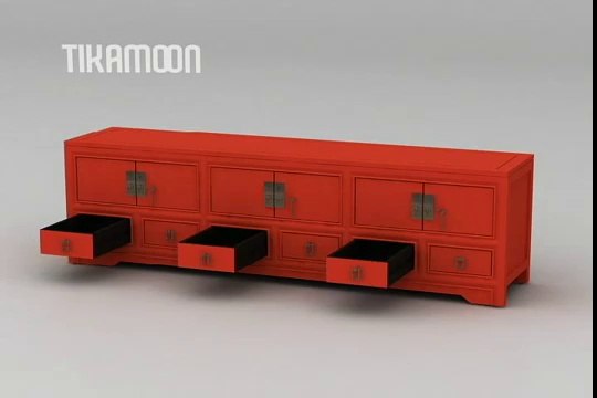 Meuble TV Rouge en Acajou 180 Yoko Tikamoon