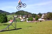 FAIL : Stupid Guy Jumps Huge Ramp With No Landing - BMX