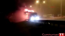 Faciadan dönüldü: Yolcu otobüsü alev alev yandı