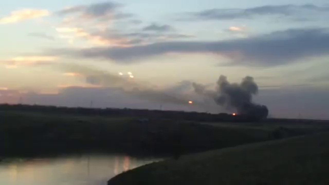 Grad missiles being fired by east Ukrainian separatists