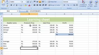 Microsoft Excel Tutorial for Beginners 5 - Functions(Averagr,MIn,Max)