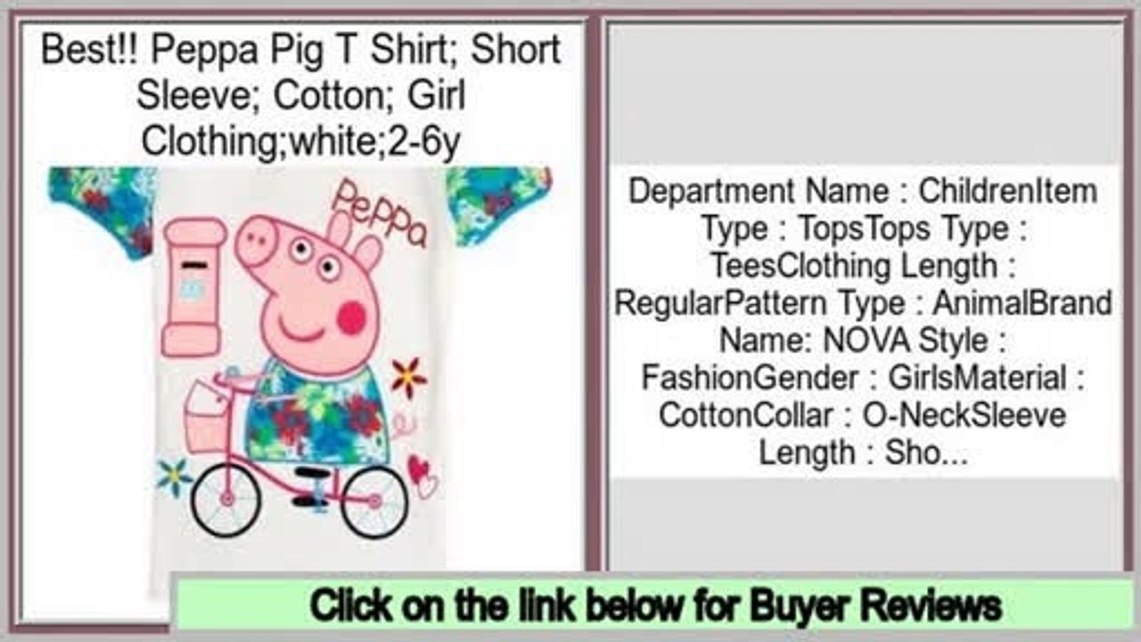 Big Deal Peppa Pig T Shirt; Short Sleeve; Cotton; Girl Clothing;white;2-6y