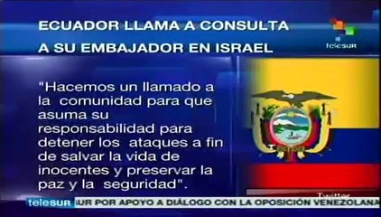 Ecuador llama a consulta a su embajador en Israel