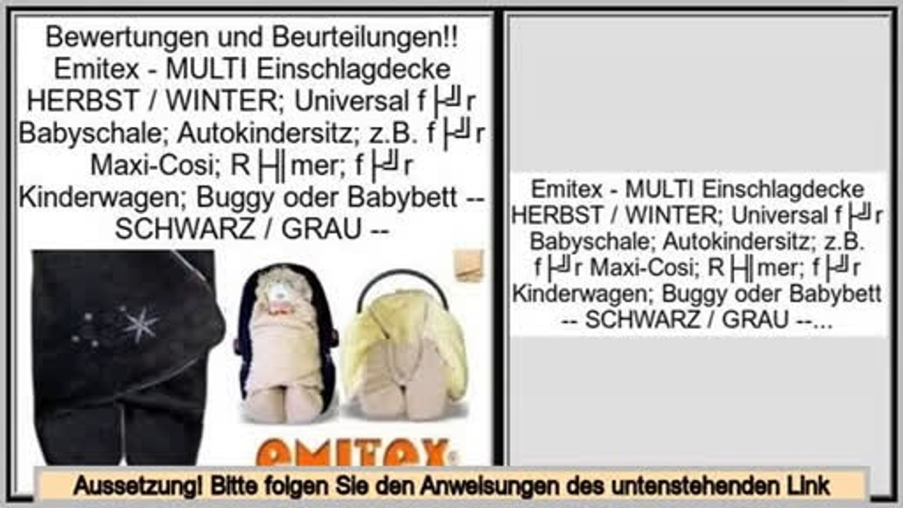 Preisvergleich Emitex - MULTI Einschlagdecke HERBST / WINTER; Universal für Babyschale; Autokindersitz; z.B. für Maxi-Cosi; Römer; für Kinderwagen; Buggy oder Babybett -- SCHWARZ / GRAU --