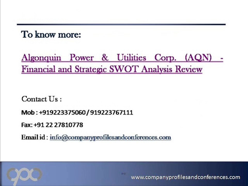 Algonquin Power & Utilities Corp.- Financial and Strategi