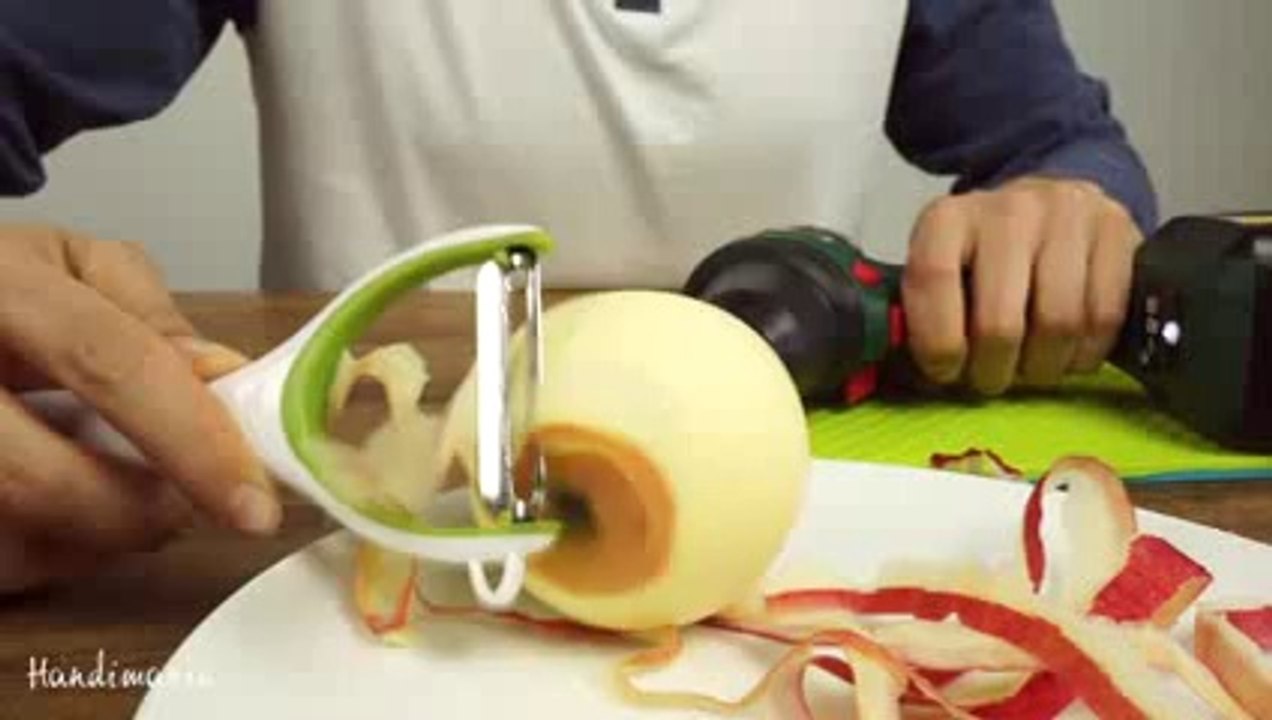 Peel an Apple with Power Drill in Few Seconds