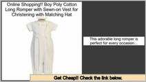 Cheapest Boy Poly Cotton Long Romper with Sewn-on Vest for Christening with Matching Hat